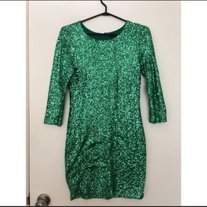 TFNC Green Sequin Party Mini Dress